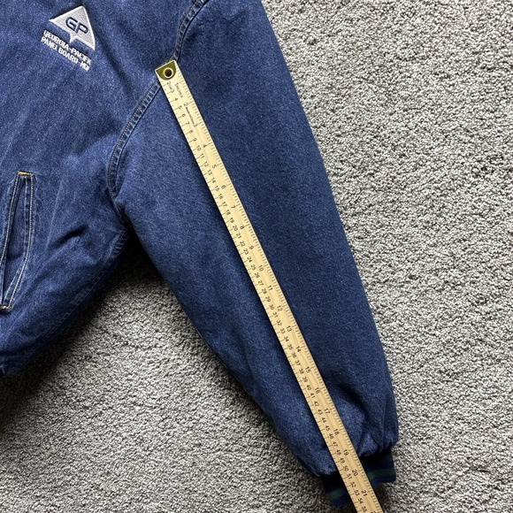 VTG WearGuard Denim Bomber Jacket Mens LARGE Chore Quilted Insulated GP Logo 90s - Picture 9 of 16